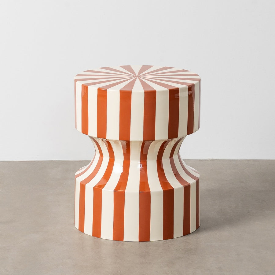 MESA AUXILIAR RAYAS TERRACOTA METAL 38 X 38 X 45,50 CM