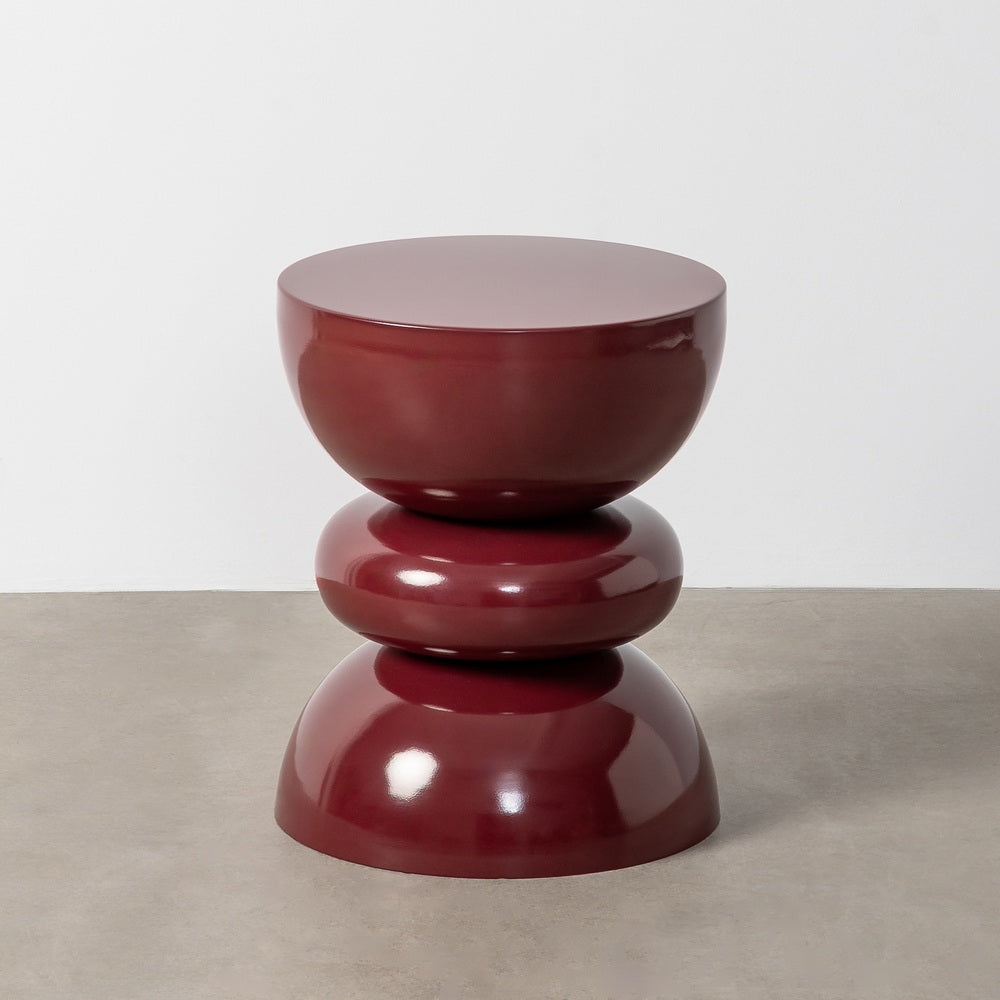 MESA AUXILIAR BURDEOS METAL DECORACIÓN 38 X 38 X 47 CM