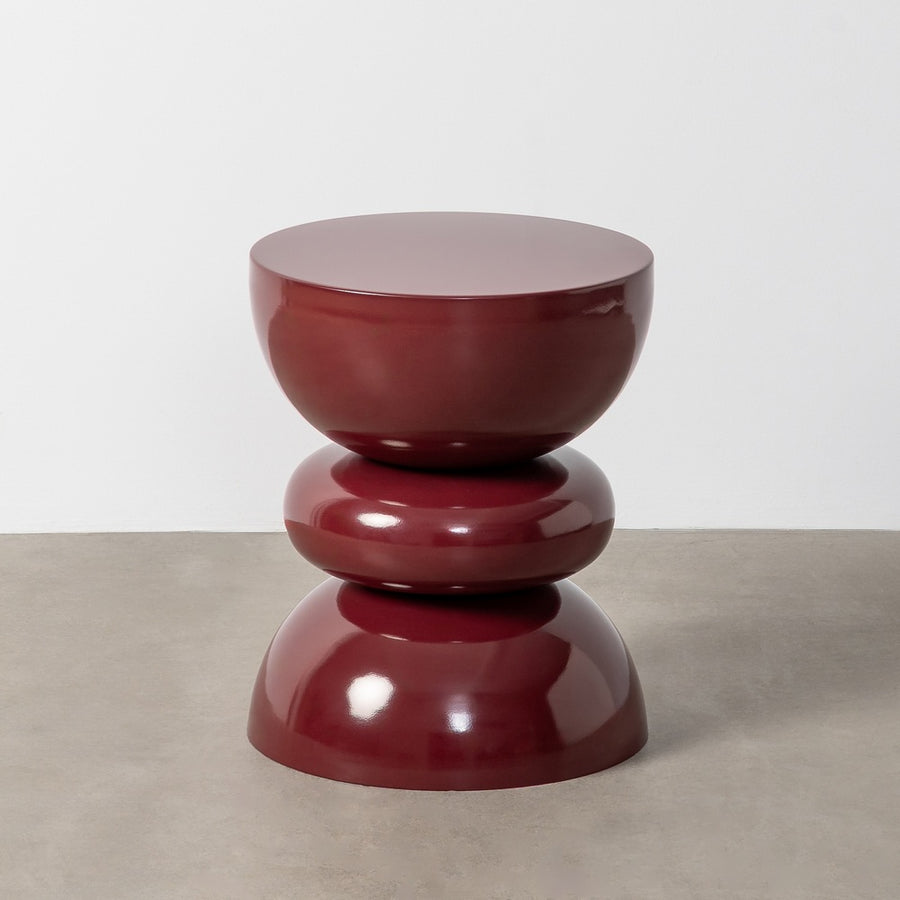 MESA AUXILIAR BURDEOS METAL DECORACIÓN 38 X 38 X 47 CM