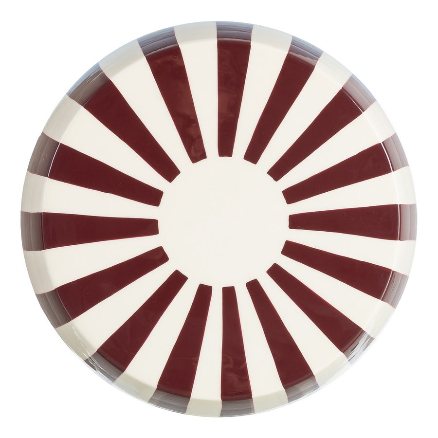 MESA AUXILIAR RAYAS BURDEOS METAL 35 X 35 X 46 CM