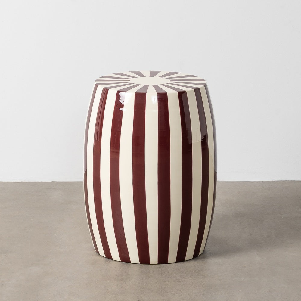 MESA AUXILIAR RAYAS BURDEOS METAL 35 X 35 X 46 CM