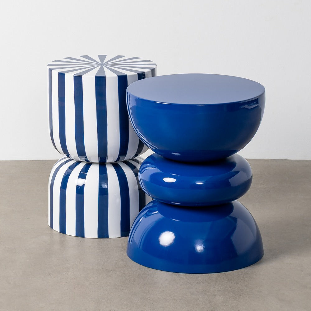 MESA AUXILIAR RAYAS AZUL METAL 32 X 32 X 47 CM