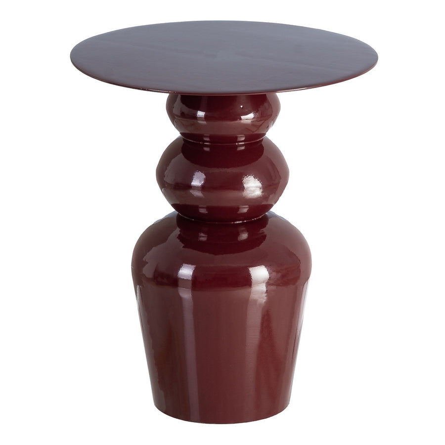 MESA AUXILIAR BURDEOS METAL DECORACIÓN 38 X 38 X 46 CM
