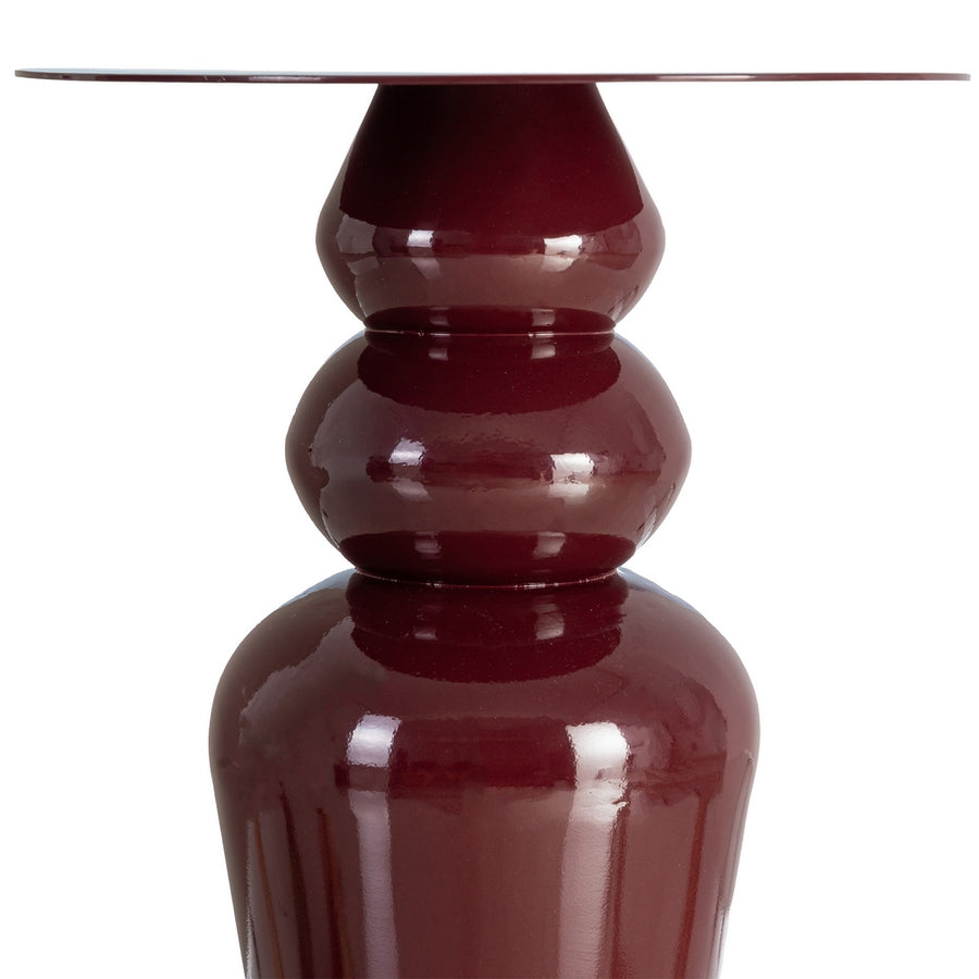 MESA AUXILIAR BURDEOS METAL DECORACIÓN 38 X 38 X 46 CM