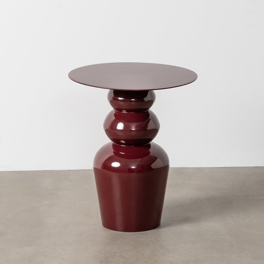BURGUNDY METAL DECORATIVE SIDE TABLE 38 X 38 X 46 CM