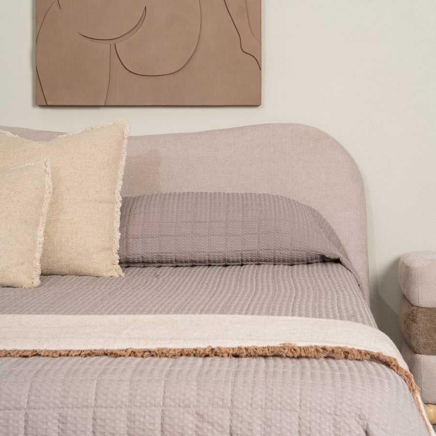 CAMA BEIGE TEJIDO DORMITORIO 160 X 217 X 94 CM