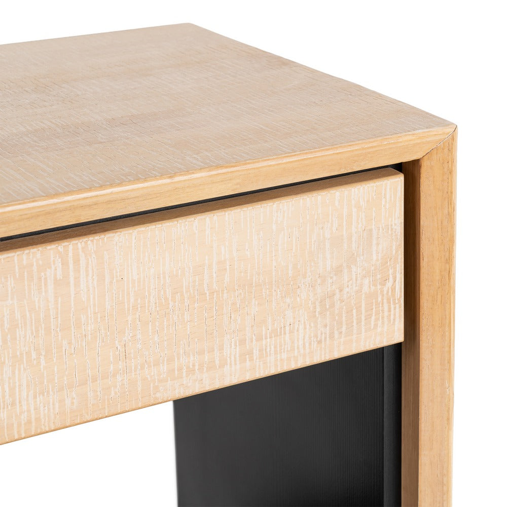 MESITA NATURAL-NEGRO MADERA-METAL 50 X 40 X 70,50 CM