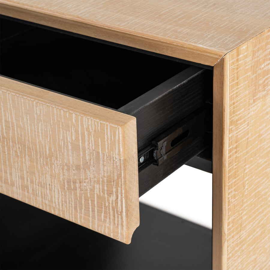 MESITA NATURAL-NEGRO MADERA-METAL 50 X 40 X 70,50 CM