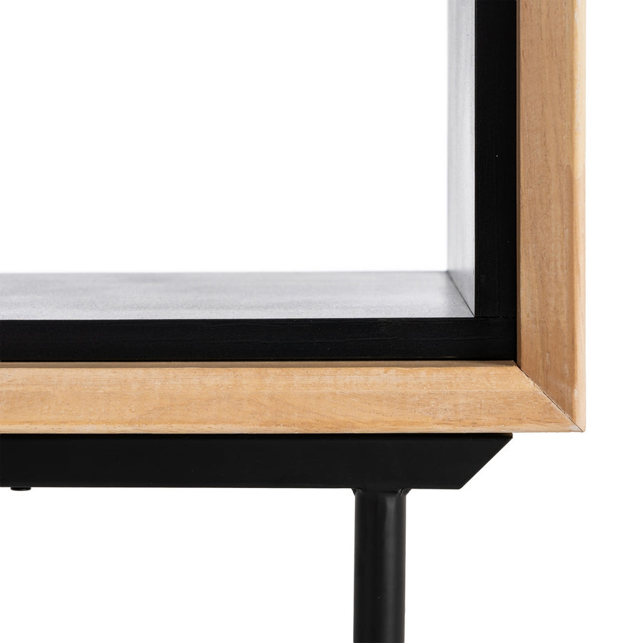MESITA NATURAL-NEGRO MADERA-METAL 50 X 40 X 70,50 CM
