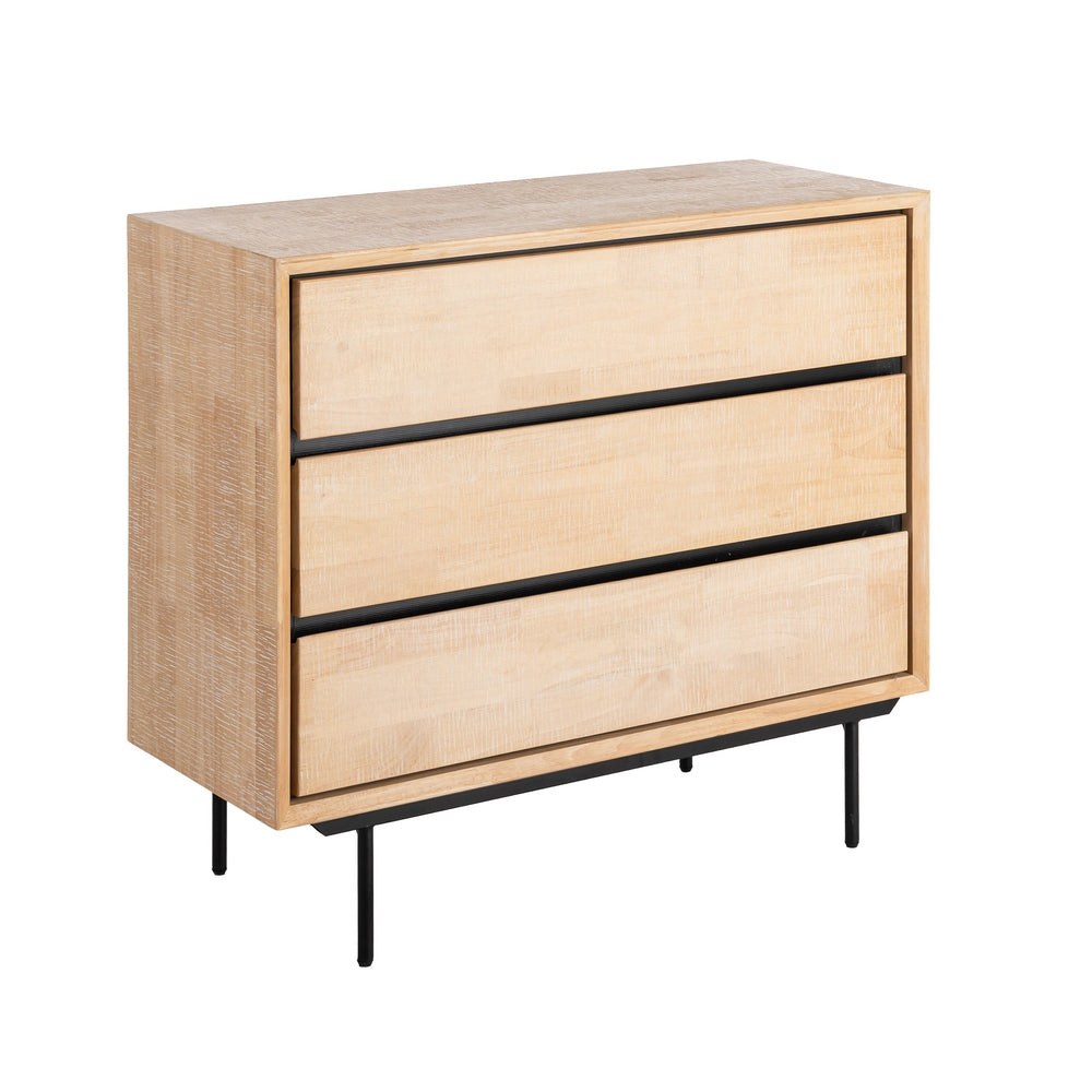 C�MODA NATURAL-NEGRO MADERA-METAL 99,50 X 40 X 87 CM