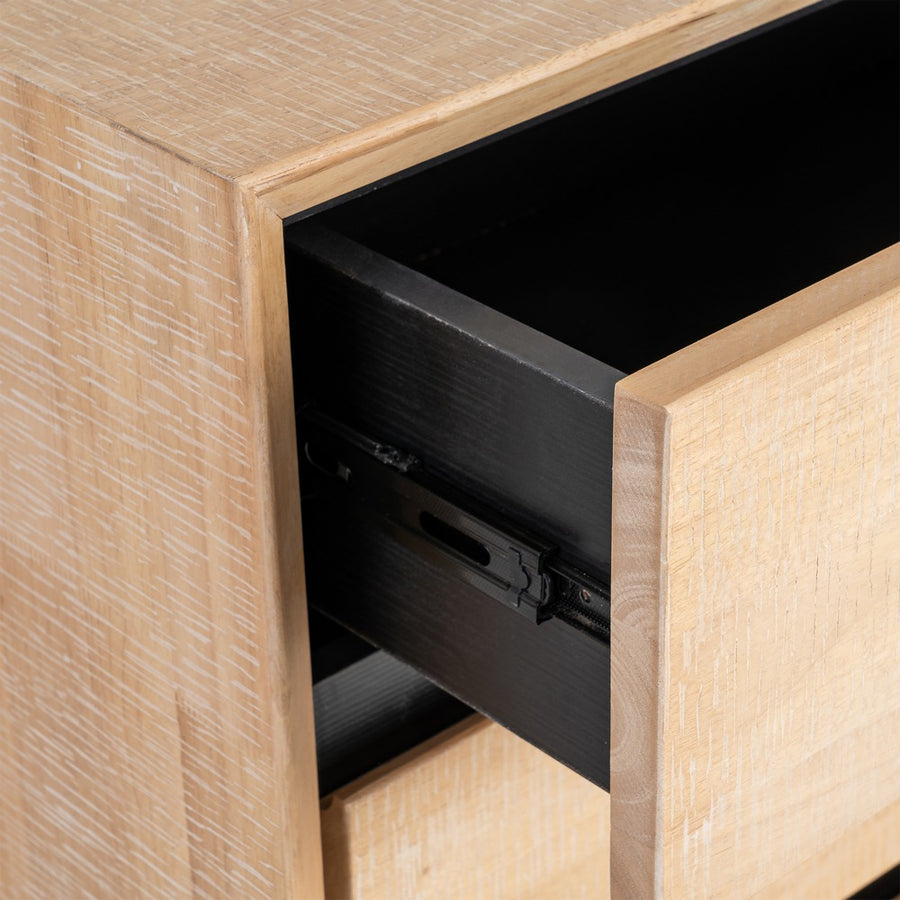 CÓMODA NATURAL-NEGRO MADERA-METAL 99,50 X 40 X 87 CM