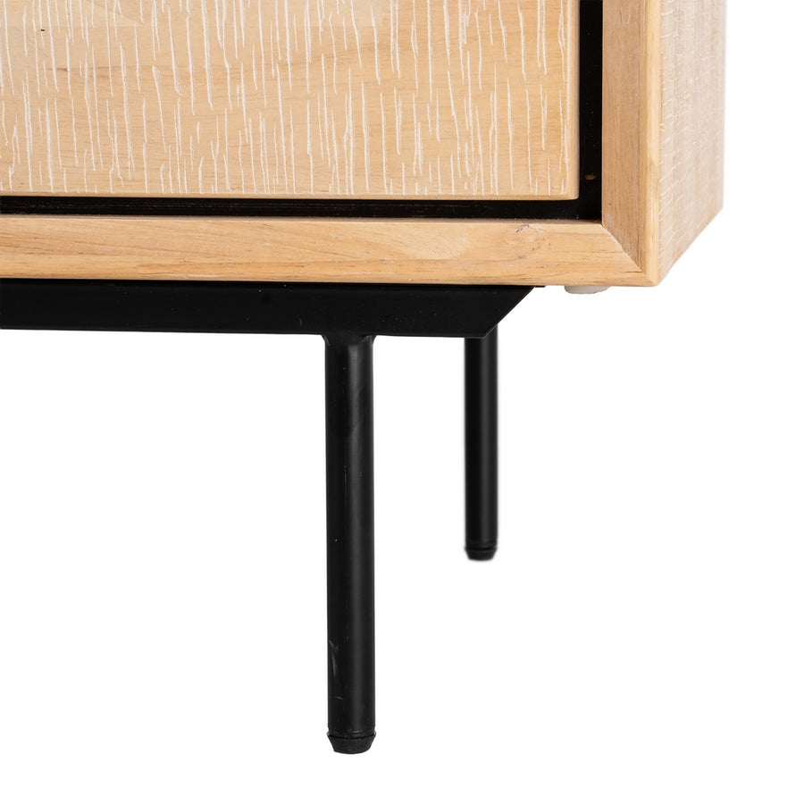 CÓMODA NATURAL-NEGRO MADERA-METAL 99,50 X 40 X 87 CM