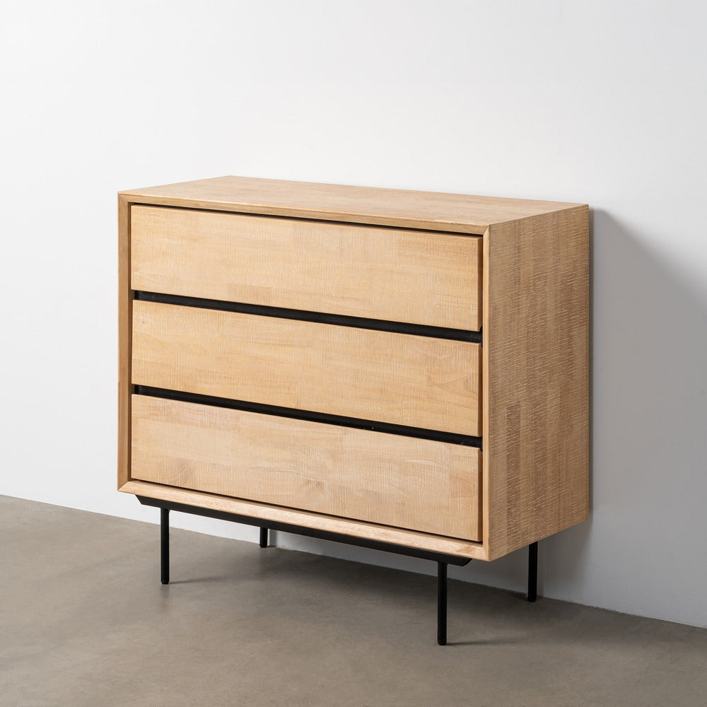 C�MODA NATURAL-NEGRO MADERA-METAL 99,50 X 40 X 87 CM