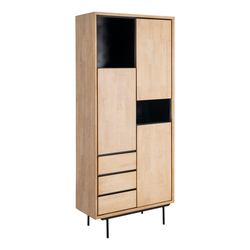 ARMARIO NATURAL-NEGRO MADERA-METAL 89,50 X 40 X 204 CM