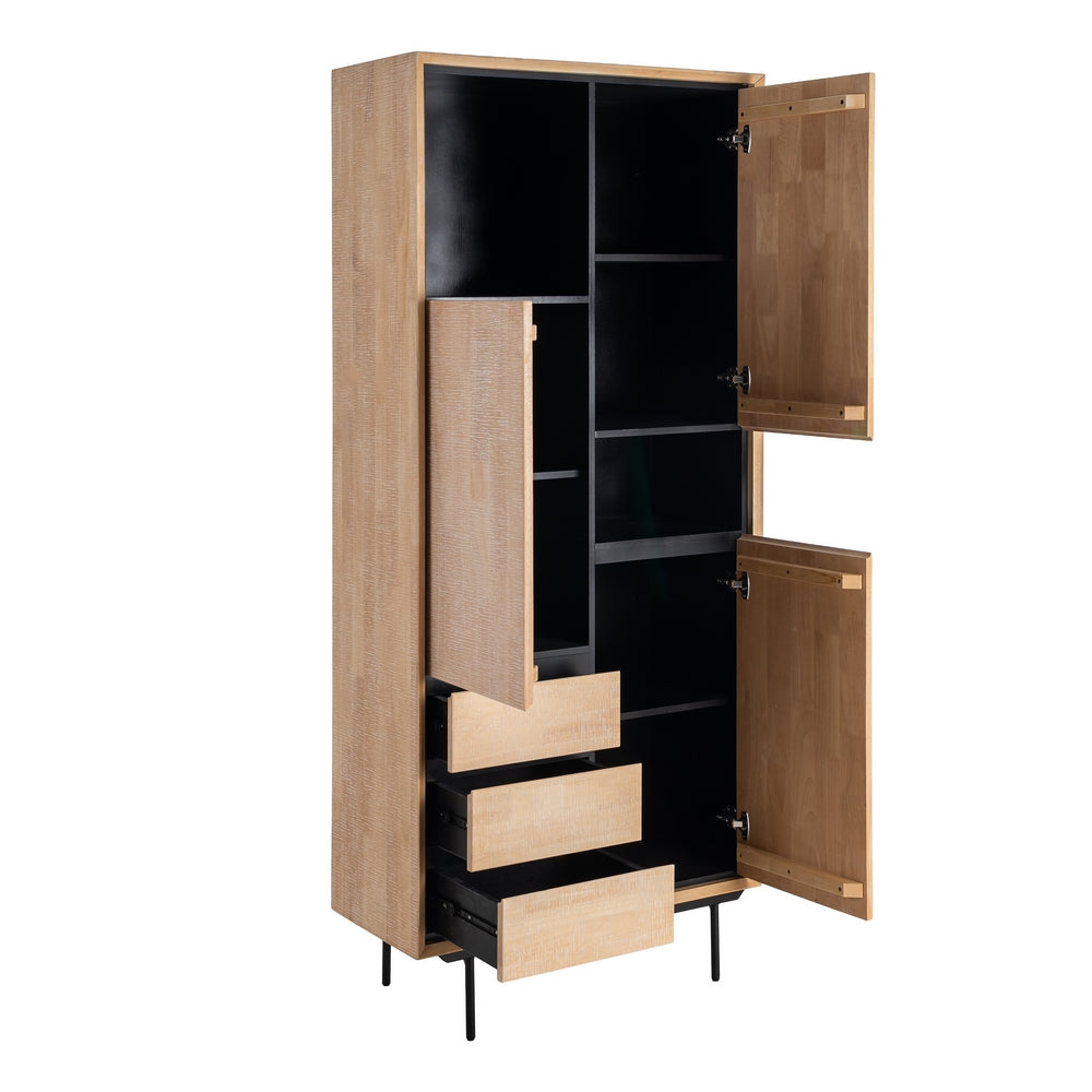 ARMARIO NATURAL-NEGRO MADERA-METAL 89,50 X 40 X 204 CM