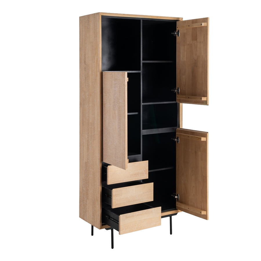 ARMARIO NATURAL-NEGRO MADERA-METAL 89,50 X 40 X 204 CM
