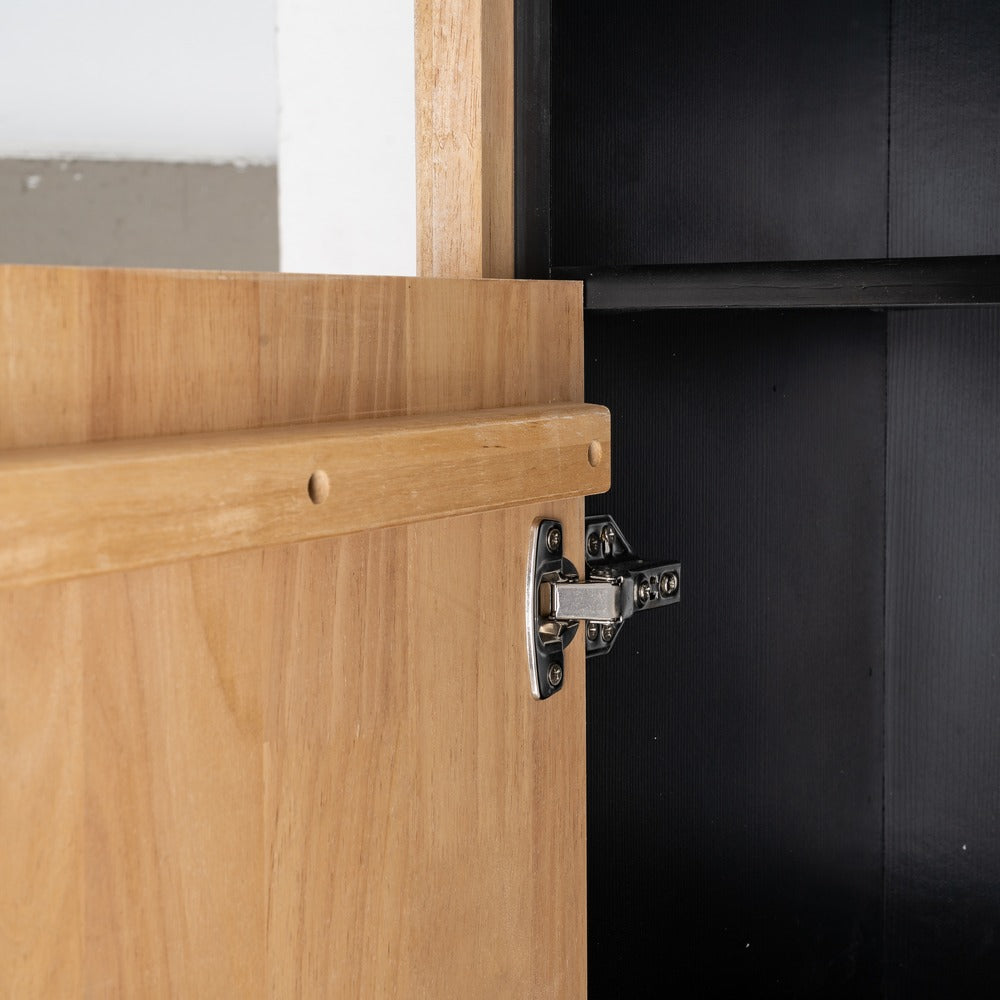 ARMARIO NATURAL-NEGRO MADERA-METAL 89,50 X 40 X 204 CM