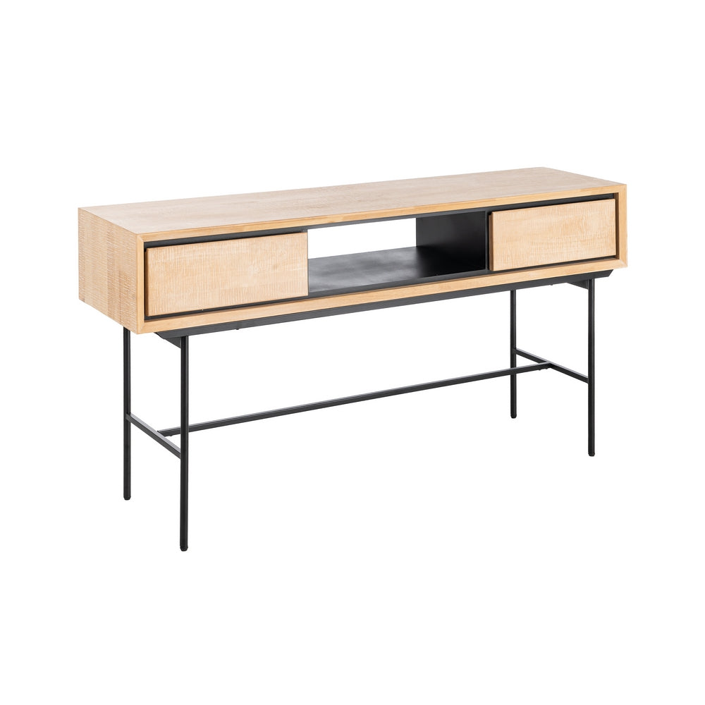 ESCRITORIO NATURAL-NEGRO MADERA-METAL 150 X 40 X 74 CM