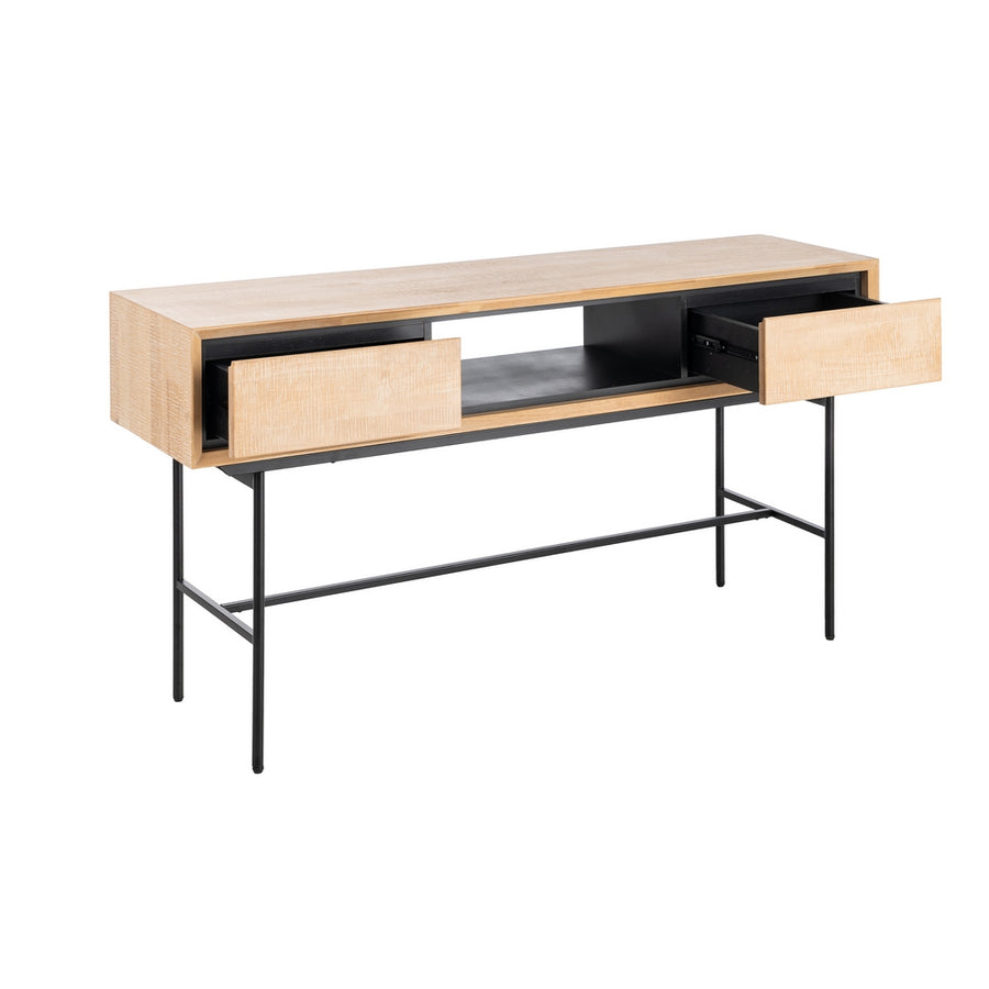 ESCRITORIO NATURAL-NEGRO MADERA-METAL 150 X 40 X 74 CM