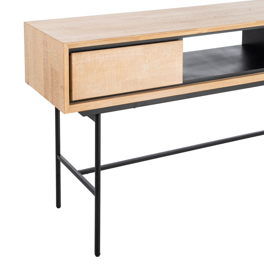 ESCRITORIO NATURAL-NEGRO MADERA-METAL 150 X 40 X 74 CM
