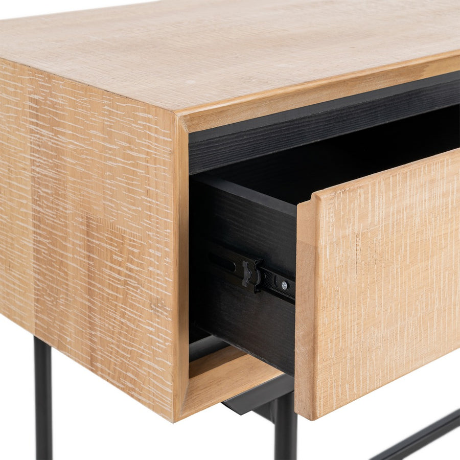 ESCRITORIO NATURAL-NEGRO MADERA-METAL 150 X 40 X 74 CM