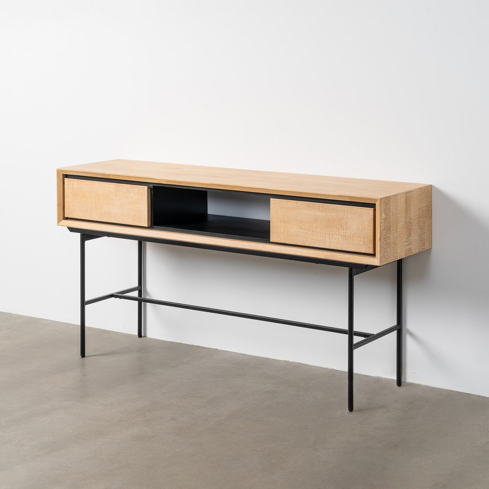 ESCRITORIO NATURAL-NEGRO MADERA-METAL 150 X 40 X 74 CM