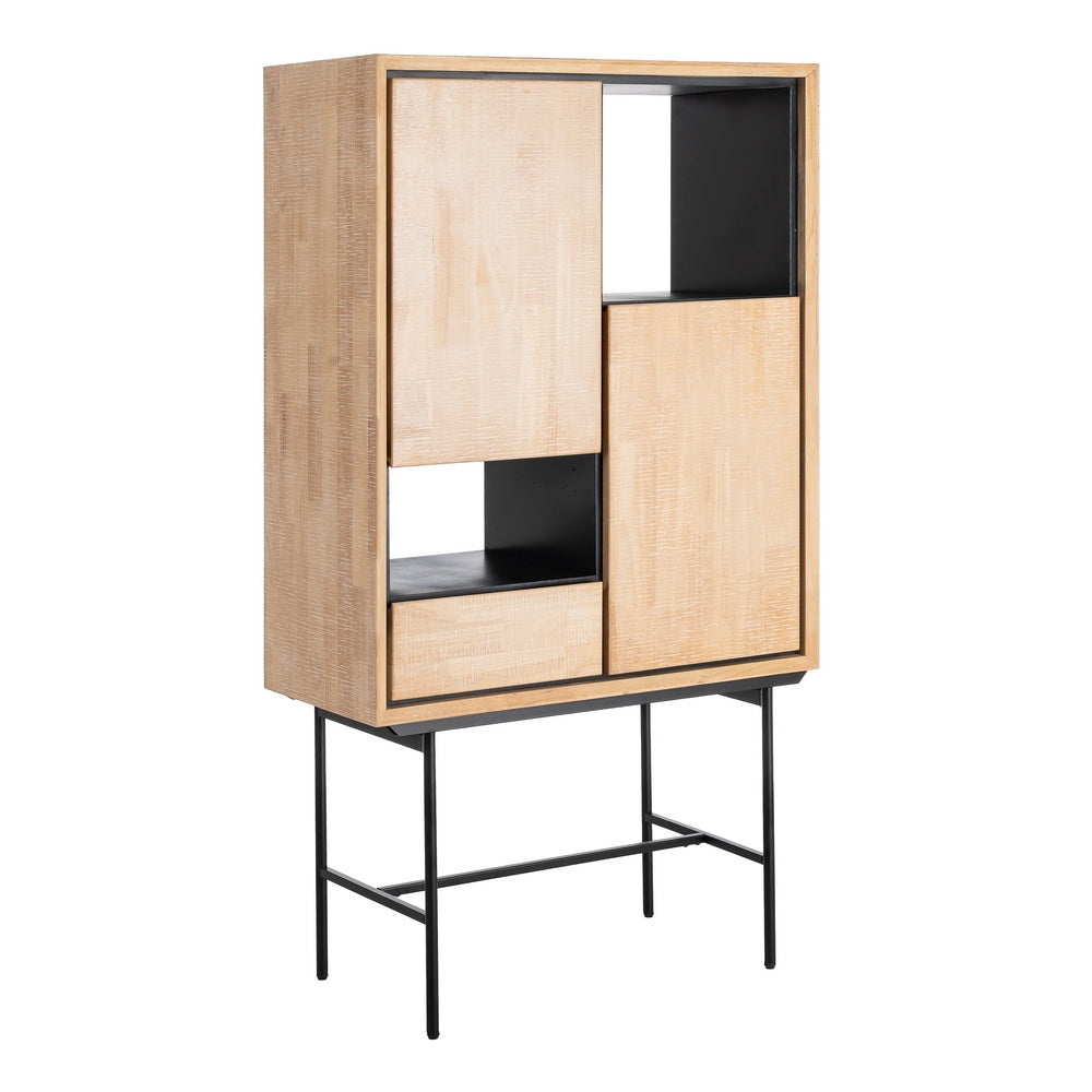 ARMARIO NATURAL-NEGRO MADERA-METAL 84,50 X 40 X 153 CM