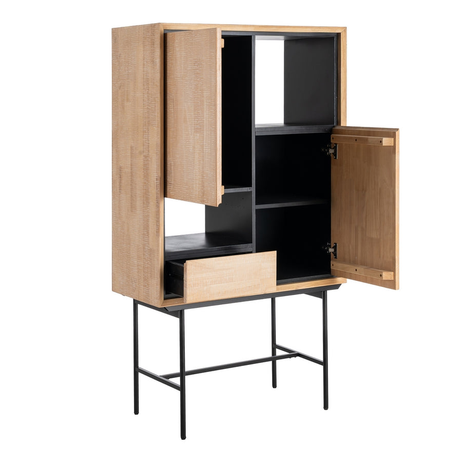 ARMARIO NATURAL-NEGRO MADERA-METAL 84,50 X 40 X 153 CM