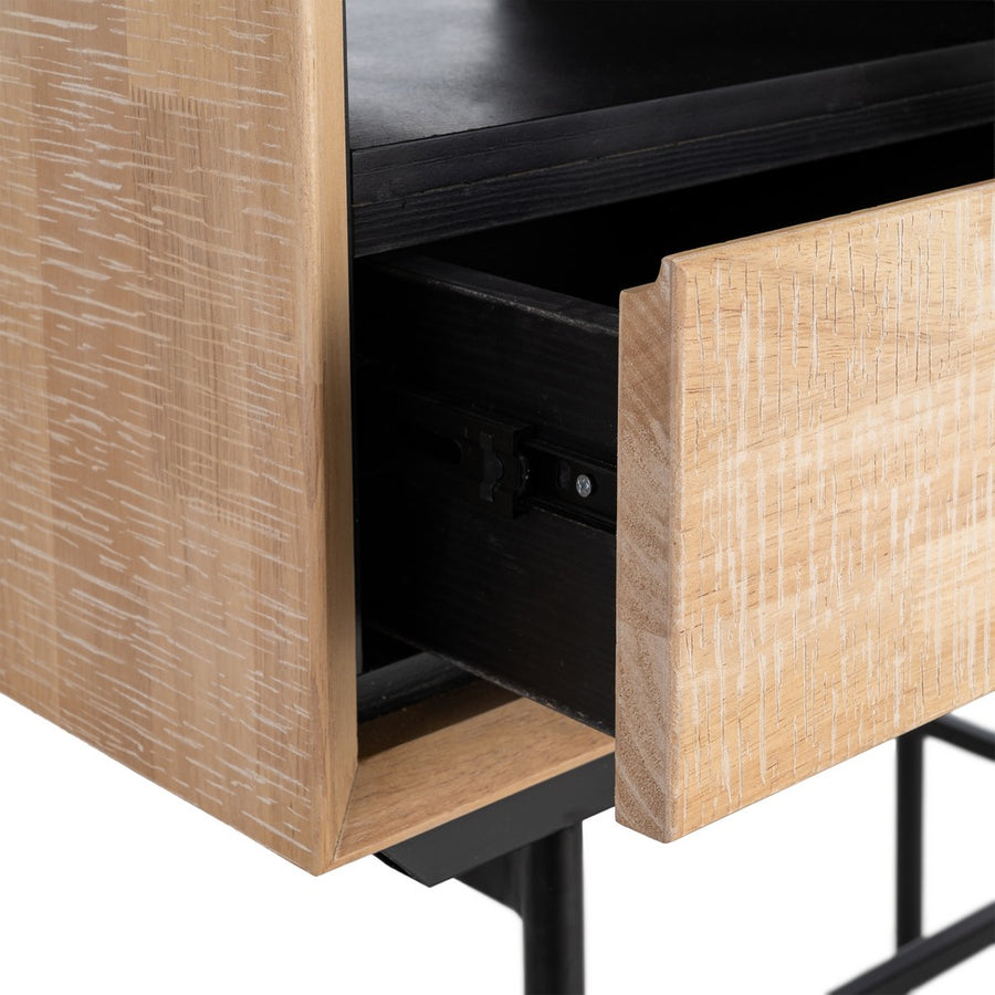 ARMARIO NATURAL-NEGRO MADERA-METAL 84,50 X 40 X 153 CM