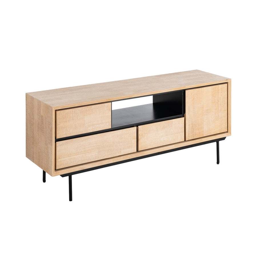 MUEBLE TV NATURAL-NEGRO MADERA-METAL 148 X 40 X 62 CM