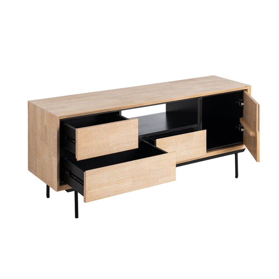 MUEBLE TV NATURAL-NEGRO MADERA-METAL 148 X 40 X 62 CM