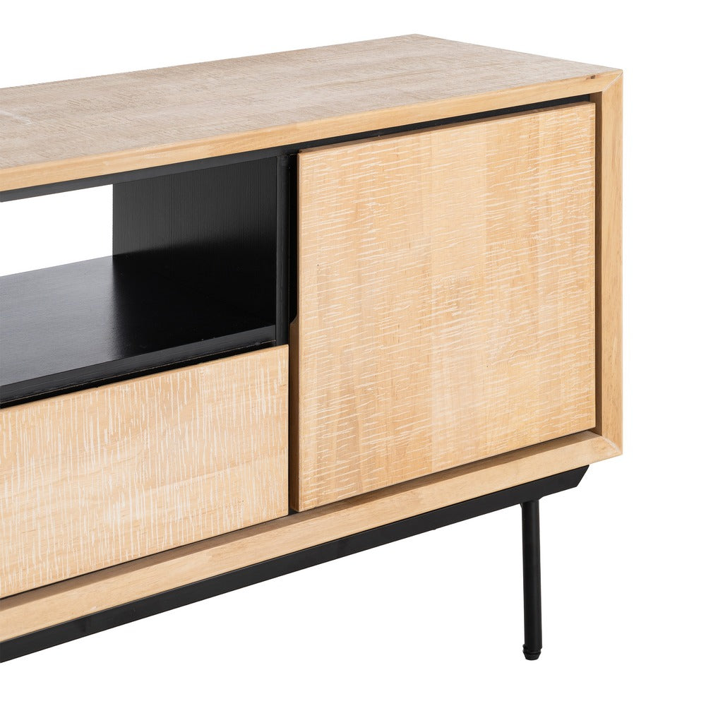 MUEBLE TV NATURAL-NEGRO MADERA-METAL 148 X 40 X 62 CM
