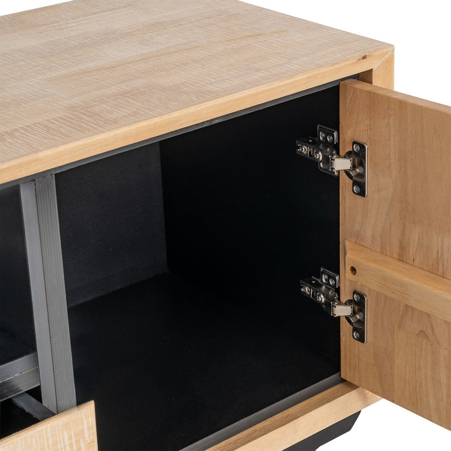 MUEBLE TV NATURAL-NEGRO MADERA-METAL 148 X 40 X 62 CM