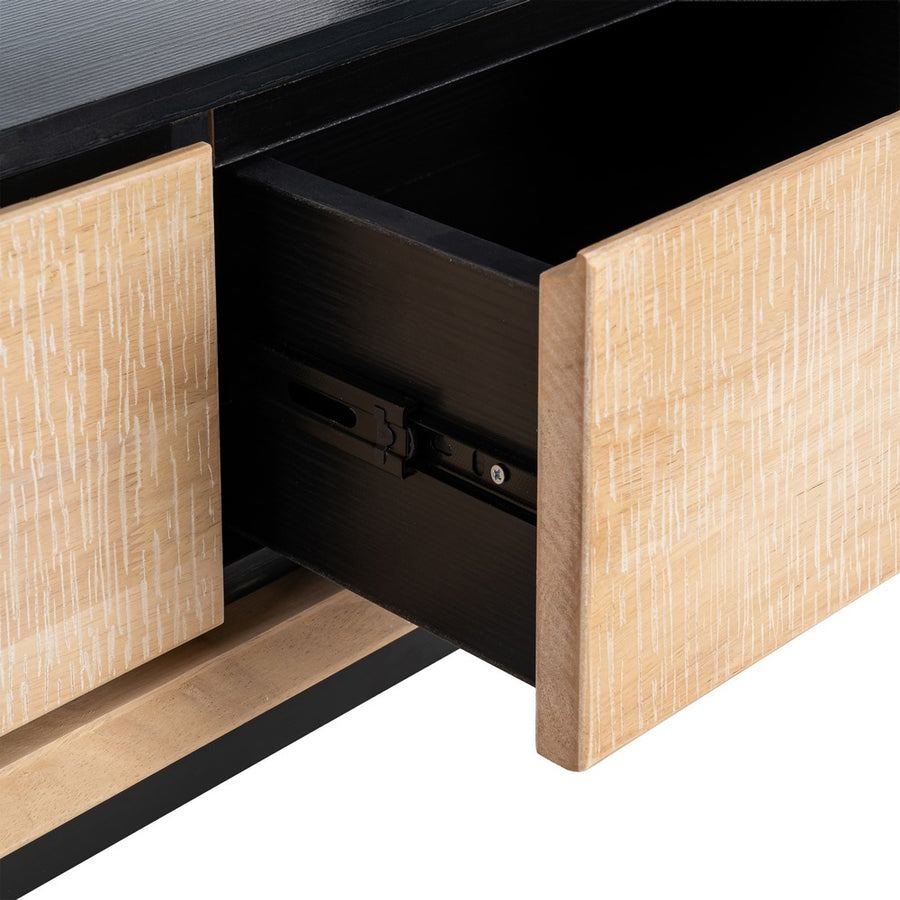 MUEBLE TV NATURAL-NEGRO MADERA-METAL 148 X 40 X 62 CM