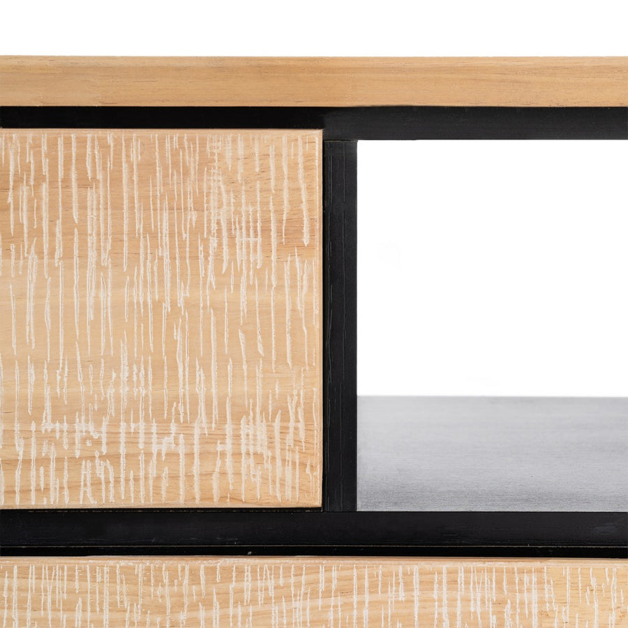 MUEBLE TV NATURAL-NEGRO MADERA-METAL 148 X 40 X 62 CM