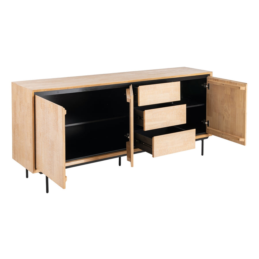 APARADOR NATURAL-NEGRO MADERA-METAL 200 X 40 X 86,50 CM