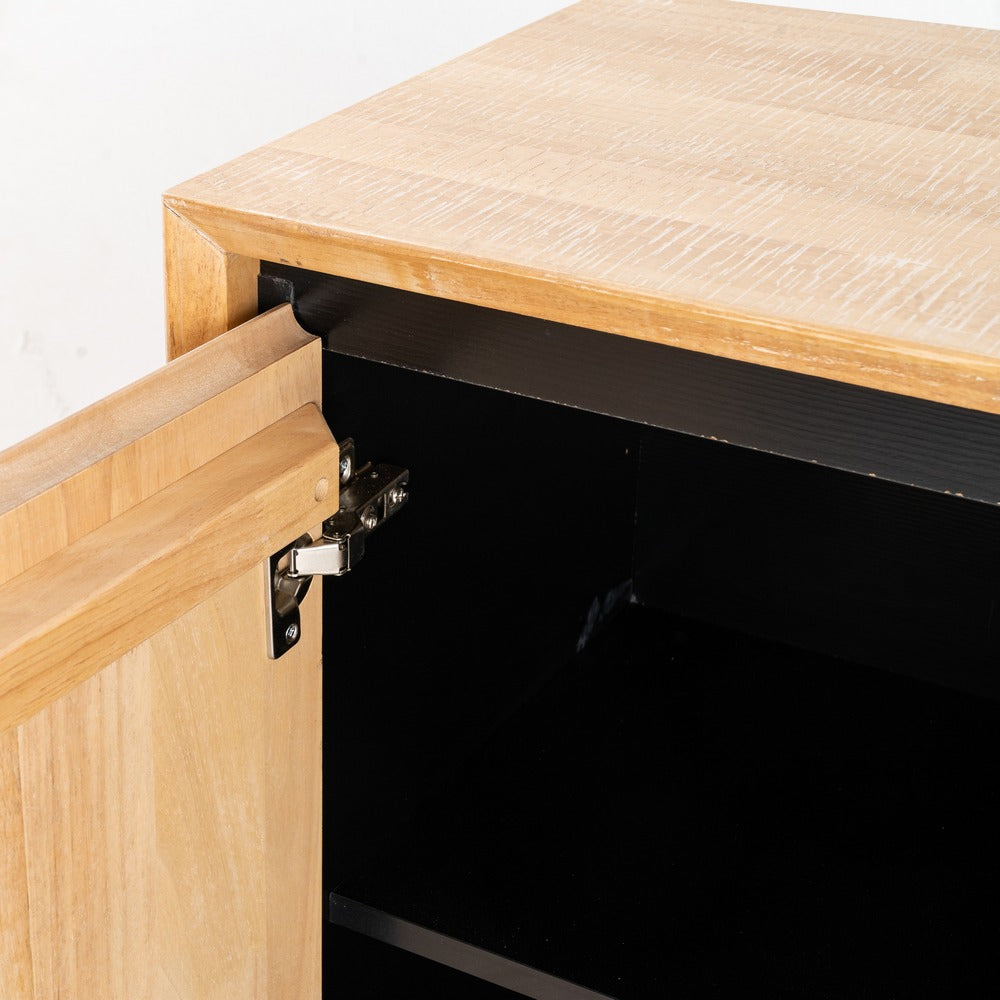 APARADOR NATURAL-NEGRO MADERA-METAL 200 X 40 X 86,50 CM
