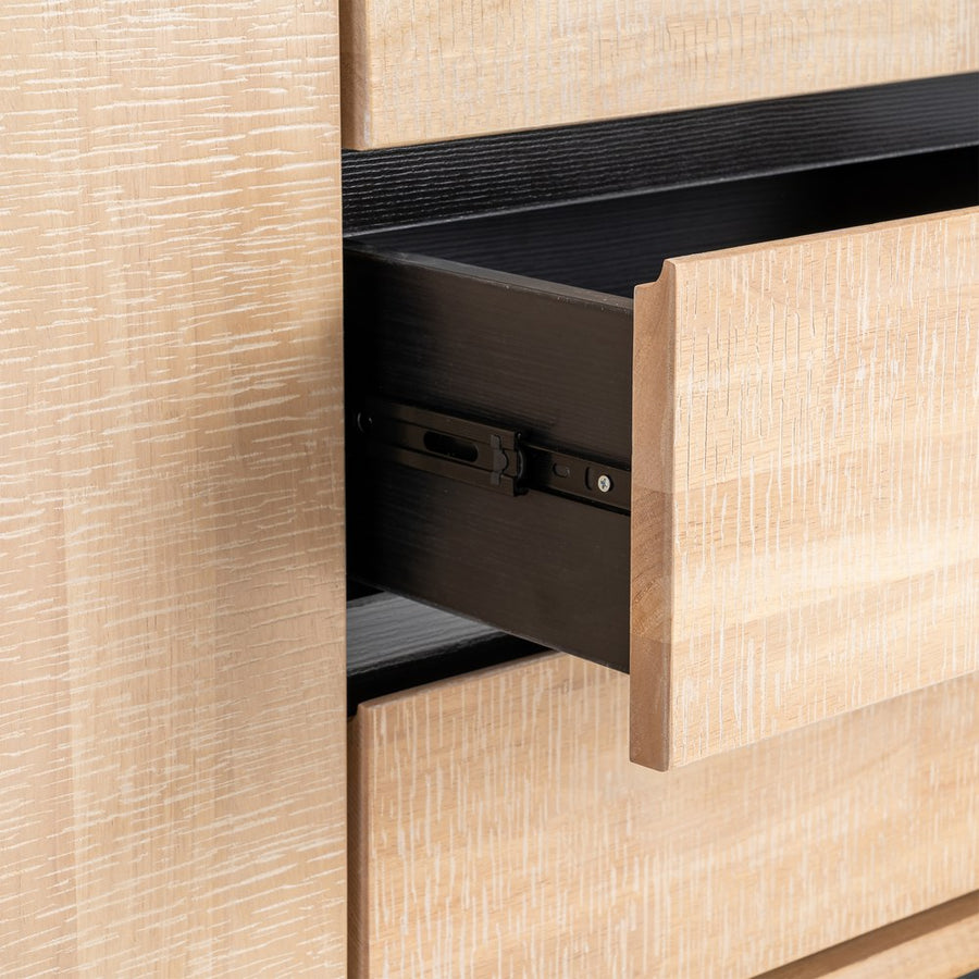 APARADOR NATURAL-NEGRO MADERA-METAL 200 X 40 X 86,50 CM