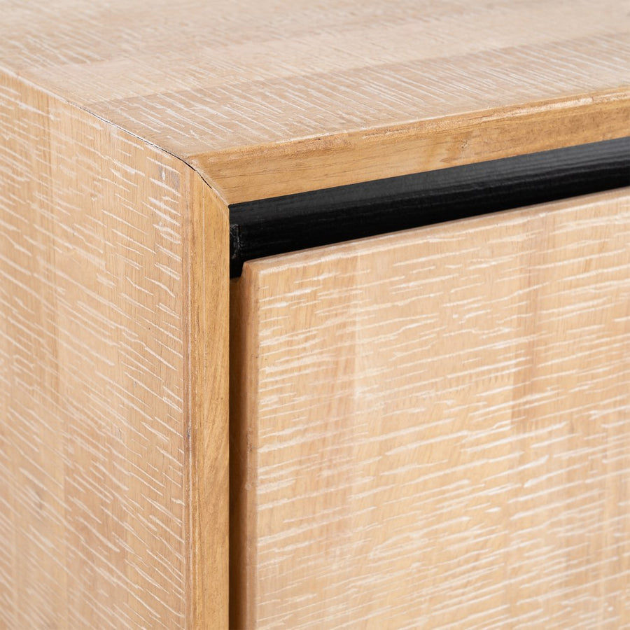 APARADOR NATURAL-NEGRO MADERA-METAL 200 X 40 X 86,50 CM
