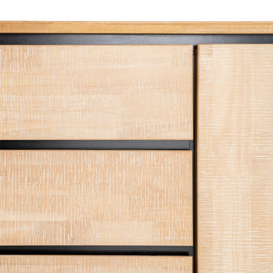 APARADOR NATURAL-NEGRO MADERA-METAL 200 X 40 X 86,50 CM
