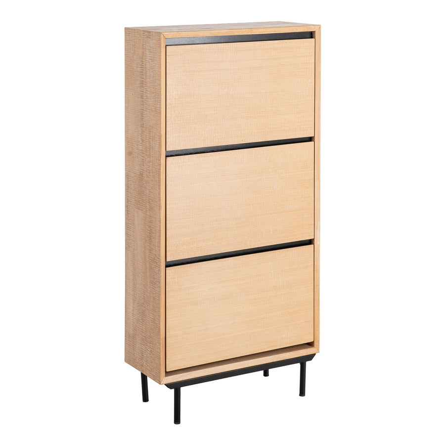 ZAPATERO NATURAL-NEGRO MADERA-METAL 60 X 25 X 123 CM