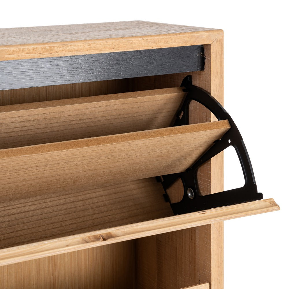 ZAPATERO NATURAL-NEGRO MADERA-METAL 60 X 25 X 123 CM