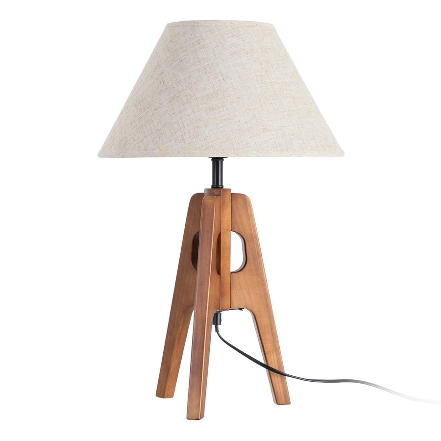 LÁMPARA MESA MARRÓN TEJIDO-MADERA 35 X 35 X 54 CM