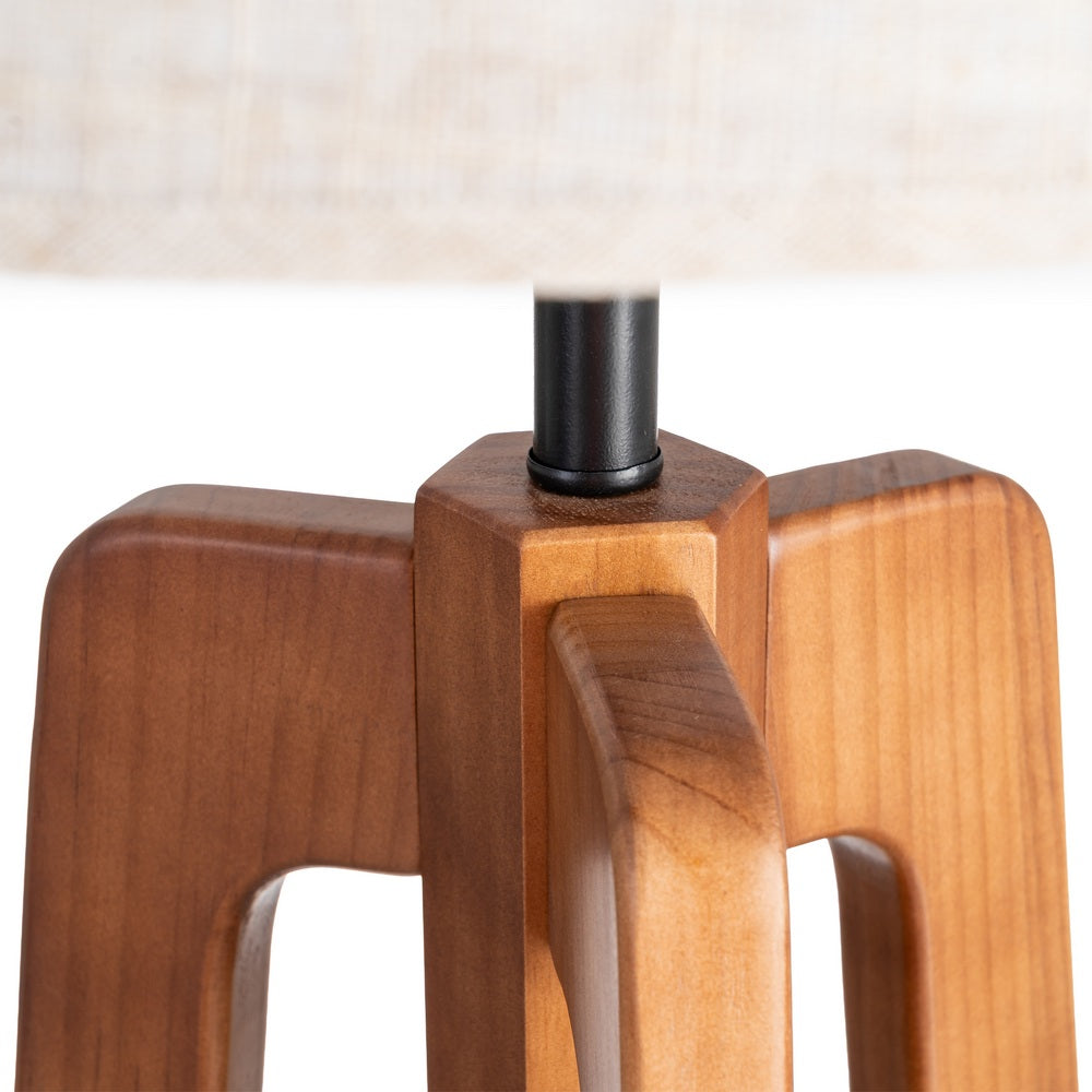 LÁMPARA SUELO MARRÓN TEJIDO-MADERA 40 X 40 X 158 CM