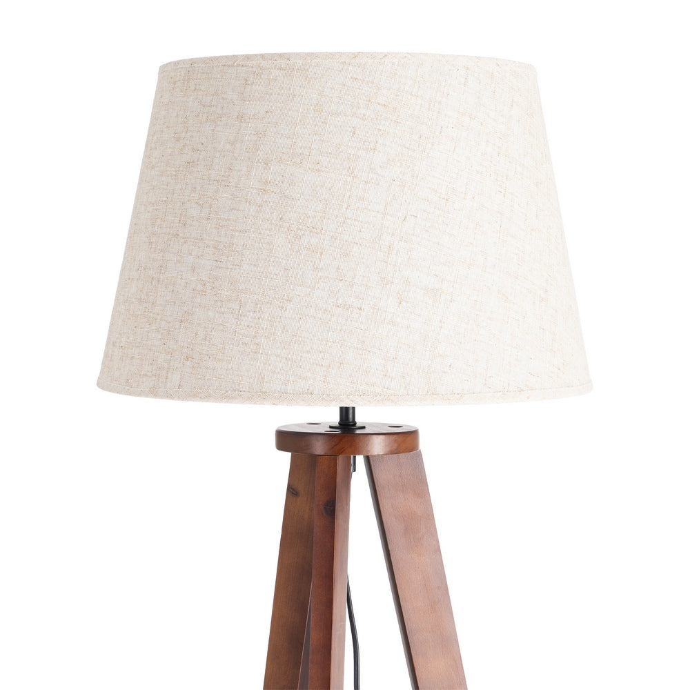 LÁMPARA SUELO MARRÓN TEJIDO-MADERA 50 X 50 X 151 CM