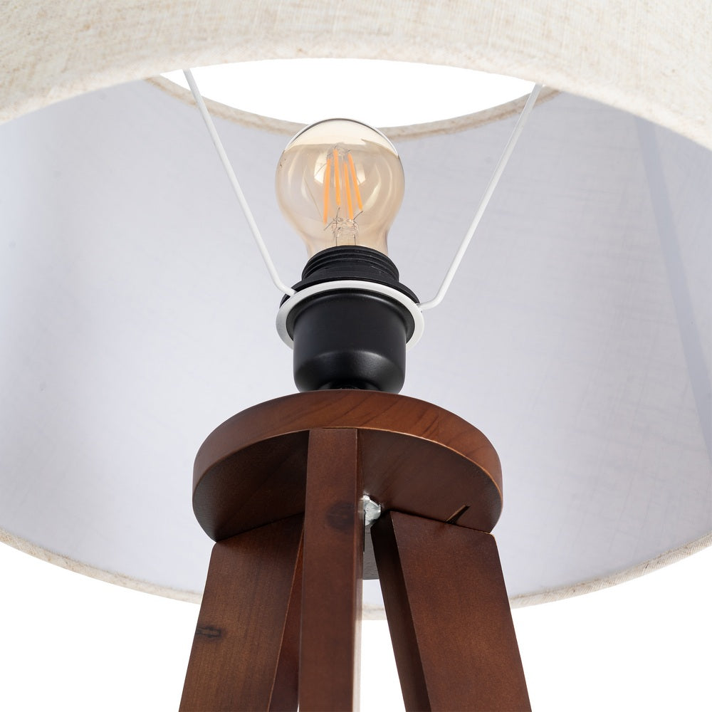 L�MPARA SUELO MARR�N TEJIDO-MADERA 50 X 50 X 151 CM