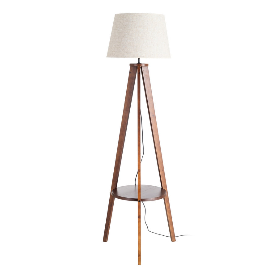 BROWN FABRIC-WOOD FLOOR LAMP 50 X 50 X 151 CM
