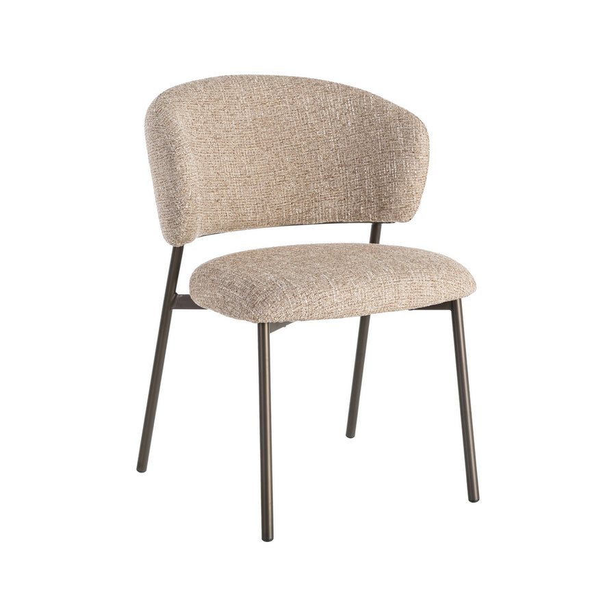 SILLA JASPEADO BEIGE-MARRÓN TEJIDO-METAL 57 X 60 X 81 CM