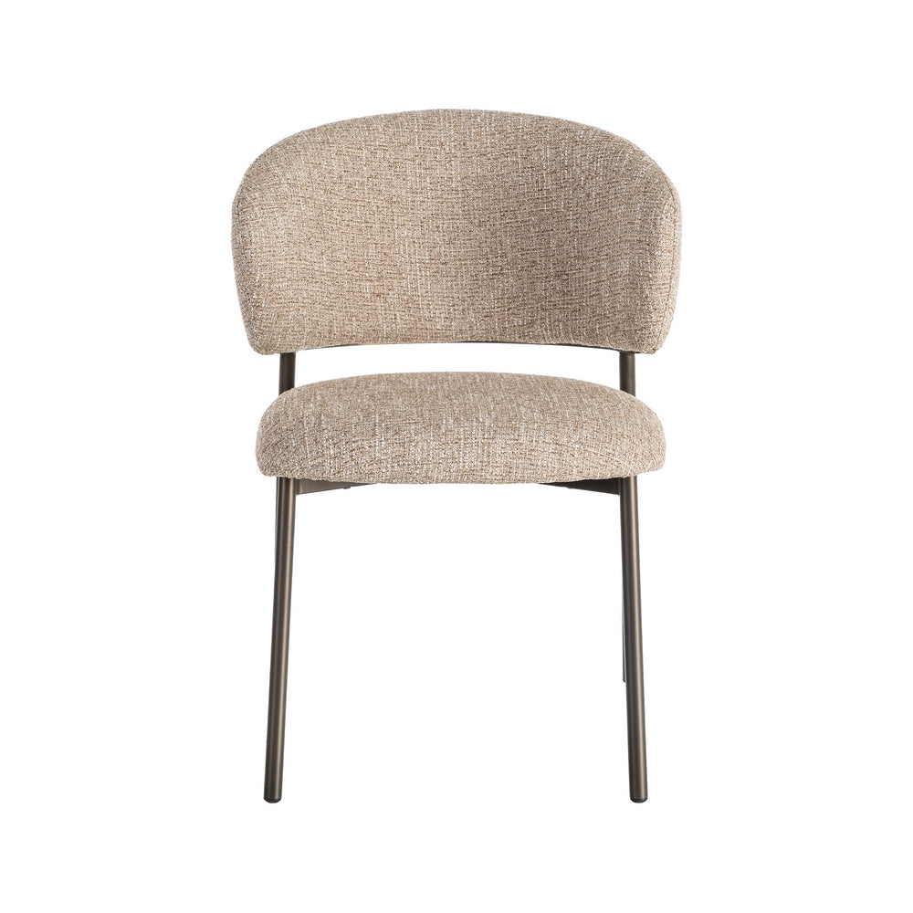 SILLA JASPEADO BEIGE-MARR�N TEJIDO-METAL 57 X 60 X 81 CM