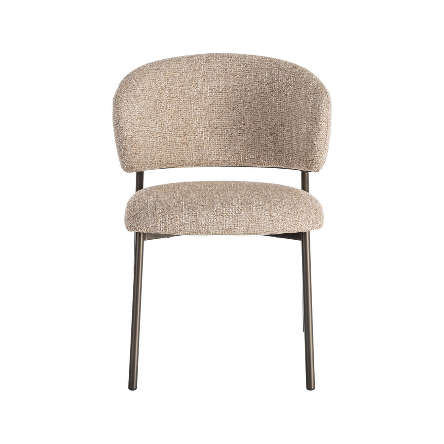 SILLA JASPEADO BEIGE-MARRÓN TEJIDO-METAL 57 X 60 X 81 CM
